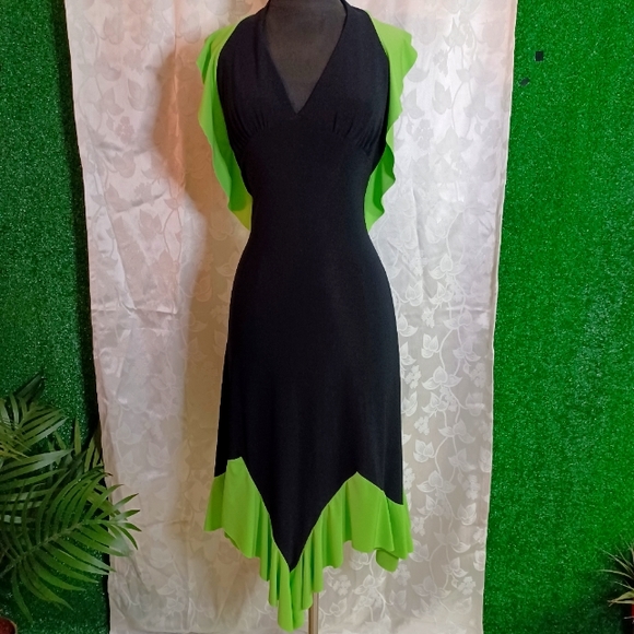 Custom made Dresses & Skirts - NO BRAND Sleeveless/ Backout Maxi Dress, Size: S, Black and Lime Green
